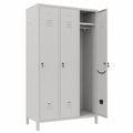 Armadio Spogliatoio a 3 Scomparti in Metallo Grigio RAL 7035, 100x35x180 cm