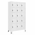 Armadio metallico a 18 scomparti con serrature, 90x40x180 cm, grigio con portatarghetta e ventilazione, adatto per ufficio, officina o corridoio
