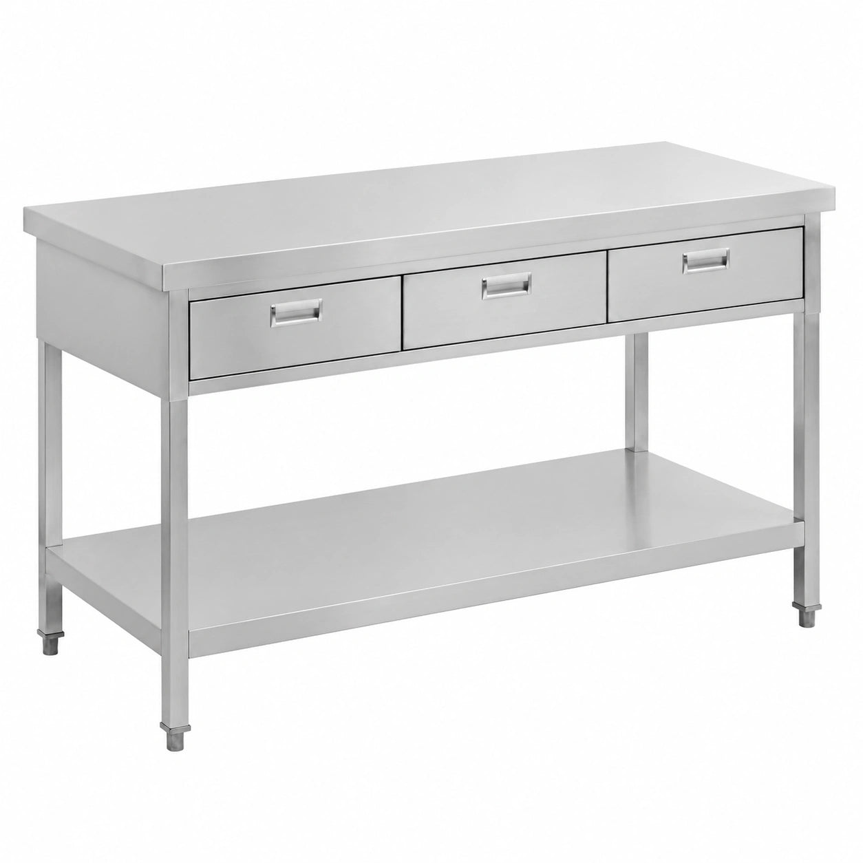 Tavolo da lavoro in acciaio inox con 3 cassetti, 150x60 cm, capacità 400 kg, Royal Catering
