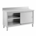 Royal Catering Tavolo Acciaio Inox con Ante Scorrevoli e Alzatina, 150x60 cm, Capacità 600 kg