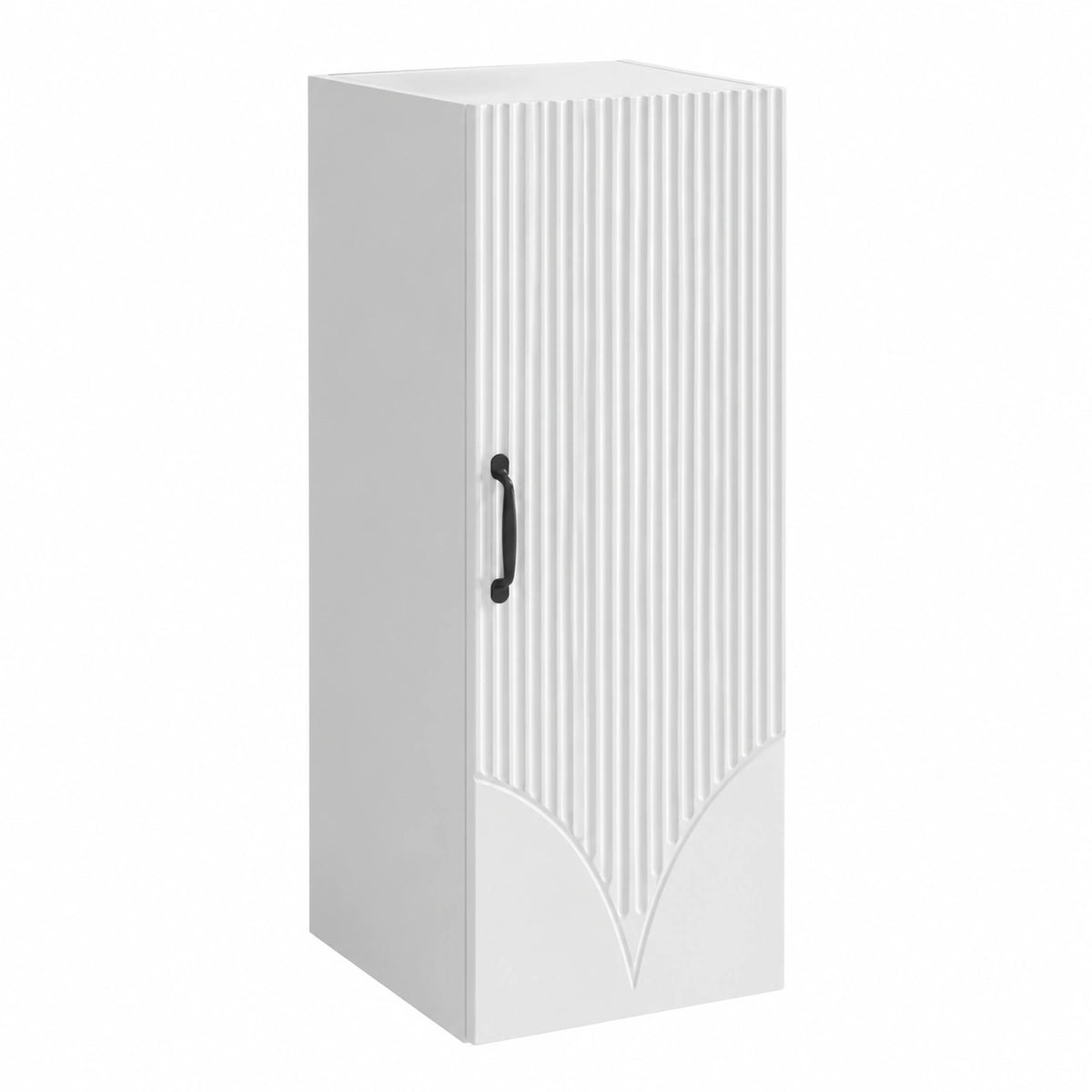 Credenza pensile bianca lucida in legno con maniglie in metallo, 33 x 34,5 x 90 cm, ideale per soggiorno, corridoio e ufficio