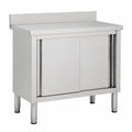 Banco da Lavoro in Acciaio con Ante Scorrevoli, 100x50x(95-97) cm