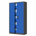Armadio Ufficio Jan Nowak C001 II in Metallo Verniciato, Chiusura Sicura, 185x115x40 cm, Antracite-Blu