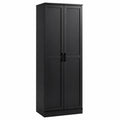Armadio in Legno Nero a Due Ante con Ripiani Regolabili, Sistema Anti-Ribaltamento, 59x43,5x178 cm