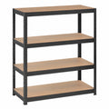 Scaffalatura Industriale Nera 160x60x180cm con 4 Ripiani, Portata 175kg per Ripiano