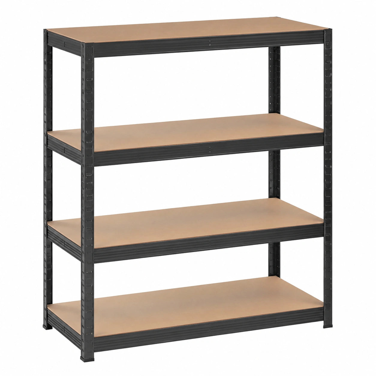 Scaffalatura Industriale Nera 160x60x180cm con 4 Ripiani, Portata 175kg per Ripiano