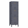 Armadietto in Metallo con Serratura, Libreria Industriale con 3 Ante, Organizer Ufficio Antiribaltamento, 30x35x100 cm