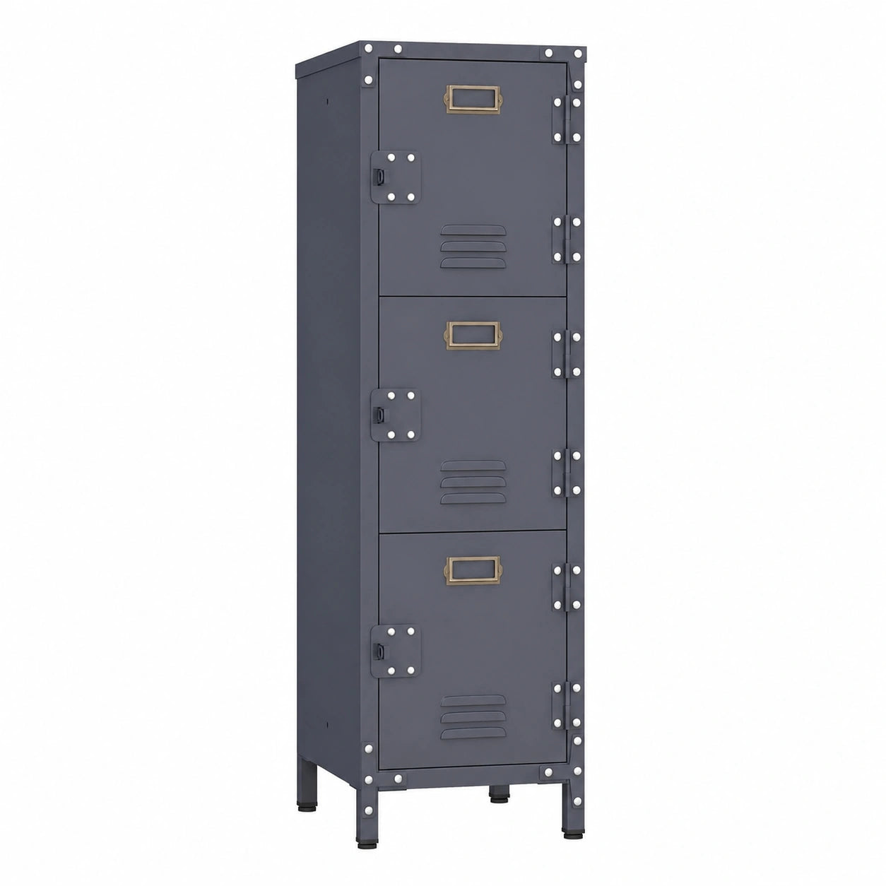 Armadietto in Metallo con Serratura, Libreria Industriale con 3 Ante, Organizer Ufficio Antiribaltamento, 30x35x100 cm