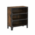Armadio multiuso rustico in metallo e legno, 72x36x82 cm, con ante a rete e ripiani