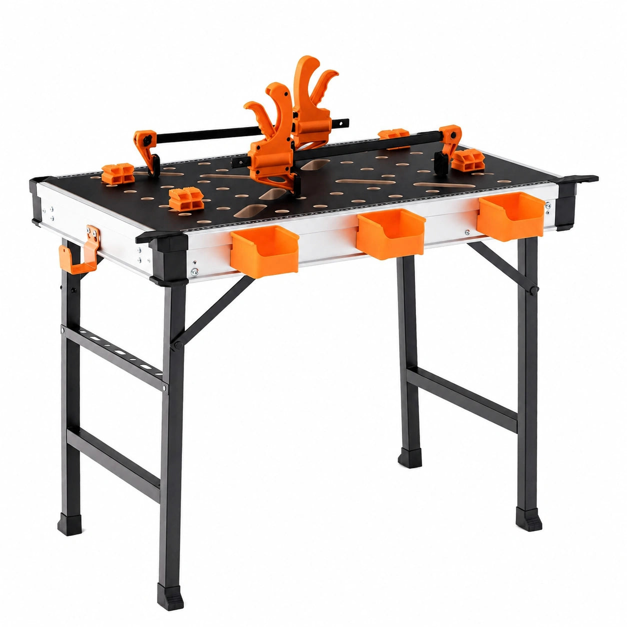 Tavolo da lavoro pieghevole FANTASK, supporto 454 kg, ideale per garage e officina con morsetti e ganci