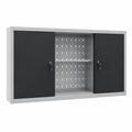 Armadio da parete industriale in metallo con 3 ripiani regolabili, chiudibile, grigio/nero, 120x19x60 cm