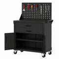 Mobiletto da Garage in Metallo con Pegboard e Ruote, 2 Cassetti, Salvaspazio per Officina e Magazzino, 80x42x90 cm