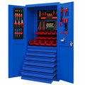 Armadio in Metallo per Attrezzi con 7 Cassetti e Parete Forata, 185x92x50 cm, Blu