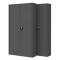Set di 2 Armadi da Ufficio in Metallo Verniciato con Serratura, 195x90x40 cm, Antracite
