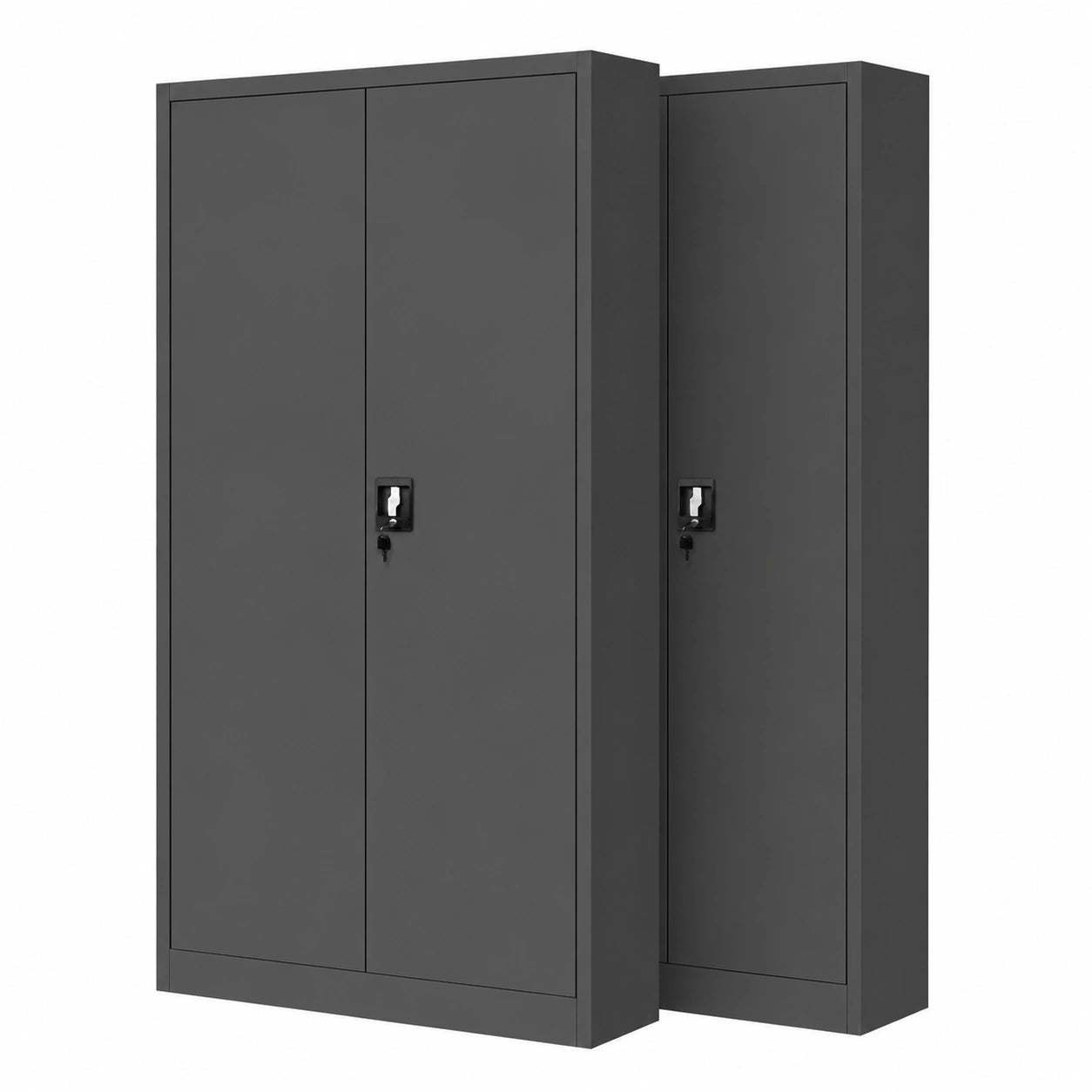 Set di 2 Armadi da Ufficio in Metallo Verniciato con Serratura, 195x90x40 cm, Antracite