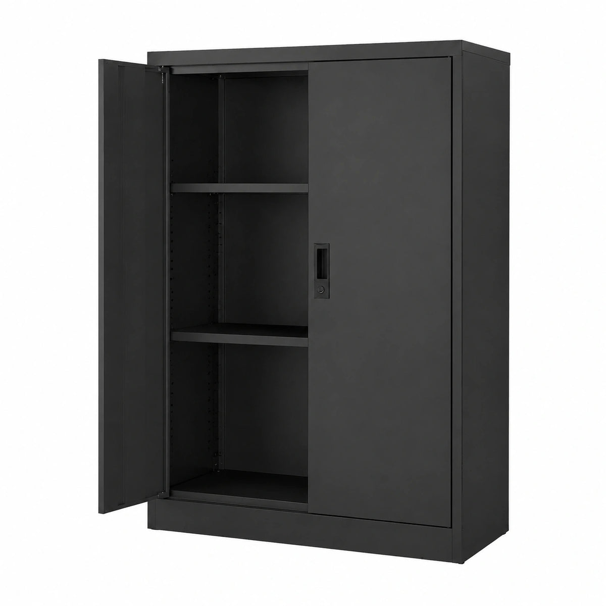 VEVOR Armadio in Acciaio per Garage con 2 Ripiani e Serratura, 3 Scomparti Portaoggetti