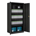 Armadio Portadocumenti in Metallo con Ripiani Regolabili - Set di 2, 180x90x40 cm, Nero